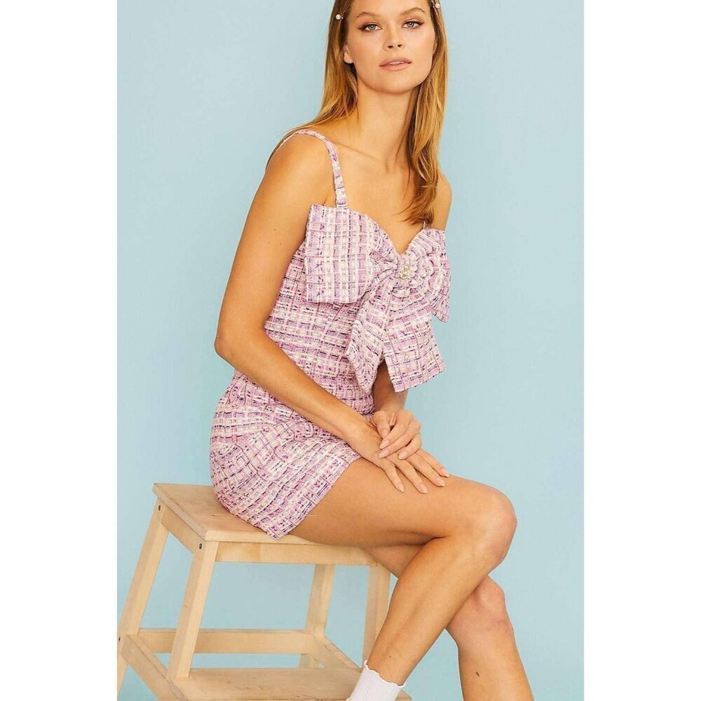 Big Bow Tweed Mini Dress - Picture 9 of 13